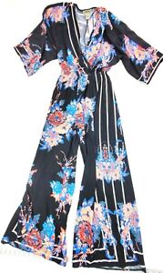 Flying Tomato Abstract Floral Jumpsuit Size S Romper Jumper Black