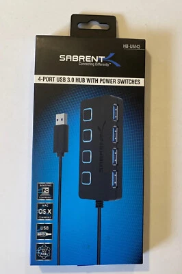Sabrent 4-Port USB 3.0 Hub with Individual LED Power Switches  - Image 1 of 4