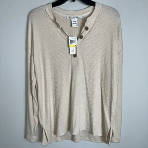 American Rag Pullover Top-Oversized-Ribbed-Cream Tan-Medium-NWT - Picture 1 of 8
