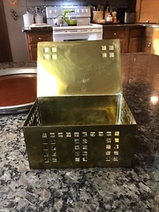 Vintage Antique Pierced Brass Box Hinged Lid Cricket Cage Incense Warmer Box VG+ - Picture 1 of 22