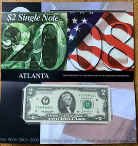 Year 2008 $2 Single Note ATLANTA {F} US Federal Reserve Notes w Series 2003A - Picture 1 of 6