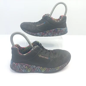 Skechers UK 3 Negro Con Cordones Entrenadores para Correr Ligeros Entrenamiento Gimnasio Junior - Imagen 1 de 8