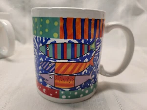 EHI Very Colorful BOHO Fish Fishing Mug Coffee Cup - Picture 1 of 7