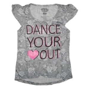 Fifth Sun Girls Dance Your Heart Out Floral Graphic Gray Shirt Sz XL - Picture 1 of 2