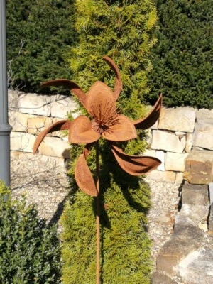 Edelrost Windrad Löffelblüte Windmühle Garten Rost Gartenstecker Windspinner - Bild 1 von 3