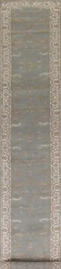 Geometric Oushak Indien Narrow/ Long Runner Rug 2' 6" x 19' 3" Handmade Carpet - Picture 1 of 12