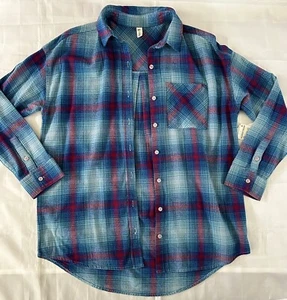 BP BOYFRIEND SHIRT, BLUE/RED PLAID FLANNEL, SIZE XS !OVERSIZED!, NWT - Picture 1 of 9
