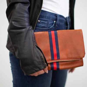 Embrague plegable a rayas Preppy rojo marino a rayas - Imagen 1 de 5