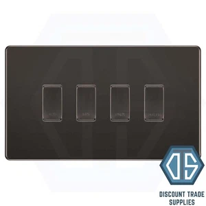 BG Black Nickel Screwless Custom Grid Switch Panel Kitchen Appliance 4 Gang - Picture 1 of 1