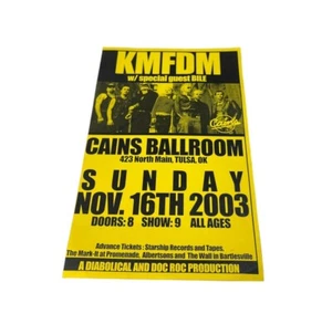 Salón de baile vintage Y2K 2003 original KMFDM 5,25”x8,5” Flyer Cain’s - Imagen 1 de 3