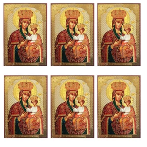 Virgin Mary and Christ Icon of Gold Foil Prayer Cards - Pack of 6 - Picture 1 of 2