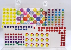 254 pegatinas caras sonrientes y 60 puntos multicolores, vinilo, metálico, dimensional - Imagen 1 de 7