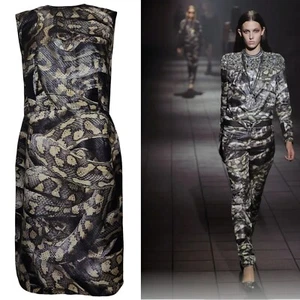 LANVIN Alber Elbaz 2012 green python sheen print sheath pencil dress FR44 12 L - Picture 1 of 24