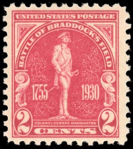 Scott 688, the 2¢ Braddock's Field Issue - from 1930 - postfrisch, never Hinged. - Bild 1 von 1