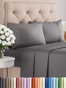 Queen Size 4 Piece Sheet Set - Comfy Breathable & Cooling Bed Sheets Set - Hotel - Picture 1 of 8