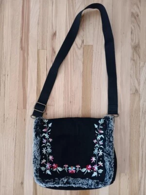 **Old Navy Women Handbag Black Floral Embroidered BOHO Purse** - Image 1 of 3