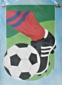Soccer Decorative Applique House Flag 28" x 44" Garden Home Indoor Outdoor - Picture 1 of 4