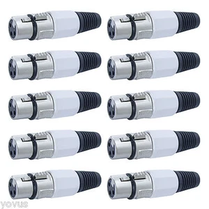 White serviceable 3pin XLR female pro audio snake cable plug connector cord jack - Picture 1 of 1