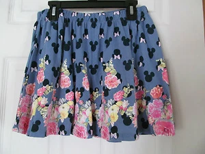 NWT Girl's Disney Minnie Mouse Blue floral stretchband knee lenght skirt Sz XL - Picture 1 of 6