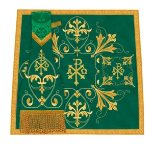 Church Mass set with Embroidered Trims and motif - Liturgical Vestment - Picture 1 of 24