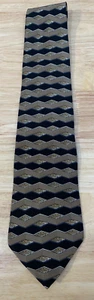 Conte di Milano Geometric 100% Silk Mens Necktie Designer Tie Black Gold - Picture 1 of 5