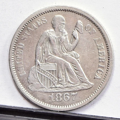 1867-S Liberty Seated Dime - AU Details, Cleaned (#48830-L) Cover