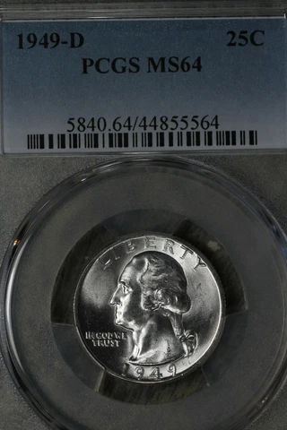 Beautiful Near GEM 1949-D Washington Quarters - PCGS MS64! Cover