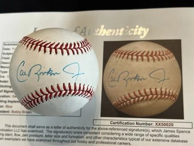 CAL RIPKEN Jr FULL JSA LOA Cert 1980's Autographed Baseball Ball AL Bobby Brown - Image 1 of 4