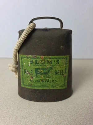 Campana Antigua Blum Nº 3 Con Etiqueta Original Campana Vaca Vintage Foto 1 de 4