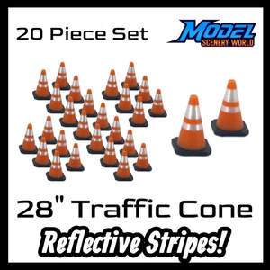 28" Traffic Cone (20pk) - N Scale - Multicolor - Reflective Stripe - Picture 1 of 2