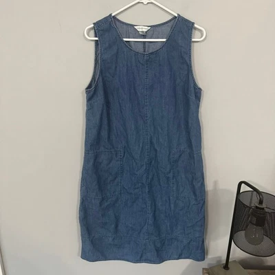 Vestido sin mangas de jean azul Christopher & Banks para mujer talla grande de algodón Foto 1 de 4