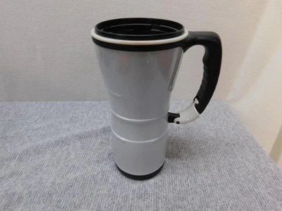 Vintage 2001 Starbucks Travel Coffee Mug Silver Black Handle Do Not Microwave - Image 1 of 4