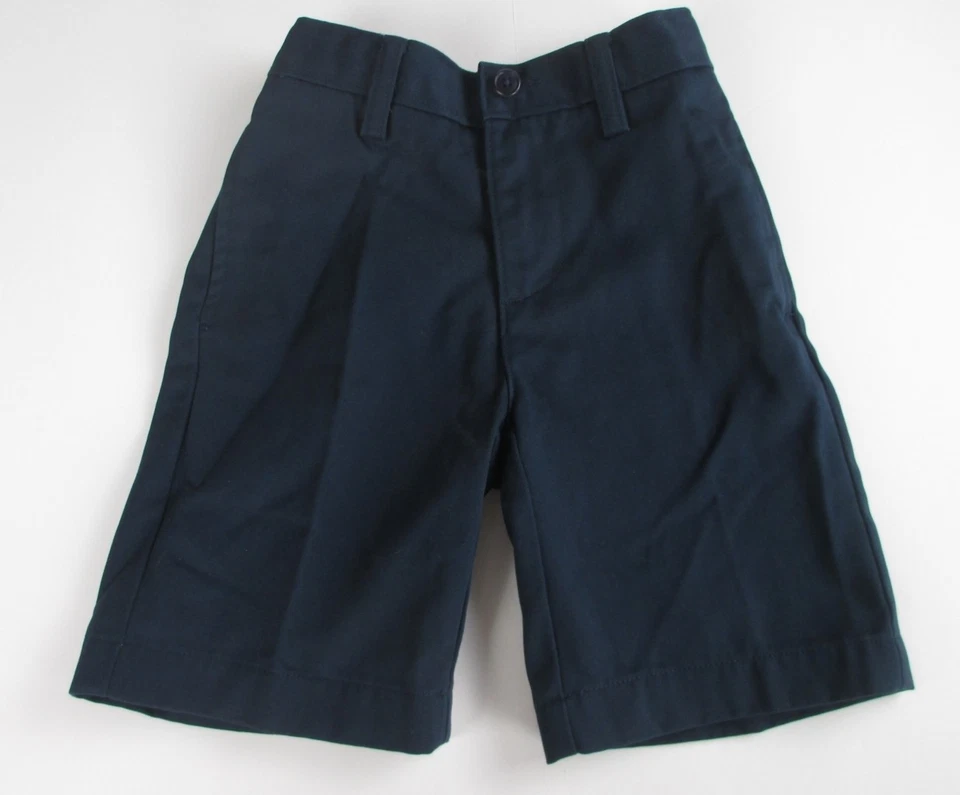 LANDS END Uniforme Escolar Azul Marino Frente Liso Algodón Chino Pantalones Cortos Niños 7 Delgados NUEVO Foto 1 de 4