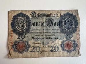 Deutschland 20 Mark Reichsbanknote 1908 Kaiserreich Geldschein - Bild 1 von 2