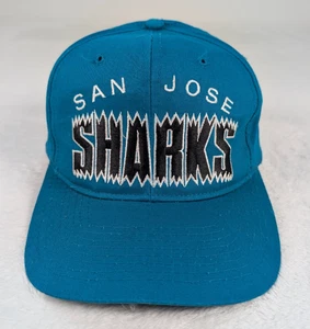 Vintage 90er San Jose Sharks Hockey Starter Mütze Kappe Snapback türkis NHL Chomp - Bild 1 von 9