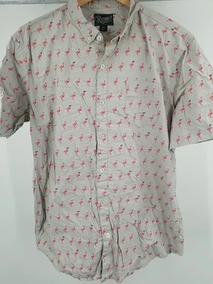 Retrofit Men's Shirt Flamingo Print Short Sleeve Button Down XL Pocket - Image 1 of 4
