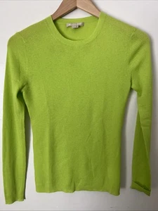 Michael Kors Cashmere Sweater Lightweight Lime Green Size Small Ribbed - Picture 1 of 6