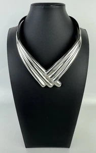 Vtg Los Ballesteros Mexico Sterling Silver 925 Collar Choker Cuff Necklace 95g - Picture 1 of 22