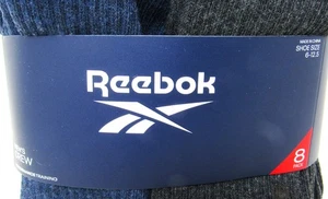 Reebok Men's Training Crew Socks Black Gray Blue White 8 Pairs 6-12.5 NEW PKG FS - Picture 1 of 6