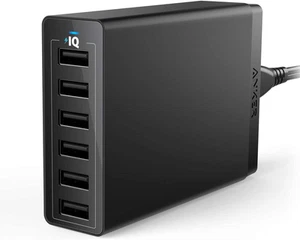 Anker 60W 6-Port USB Wall Charger, Powerport 6 for iPhone, iPad Pro/Air/Mini/... - Picture 1 of 13