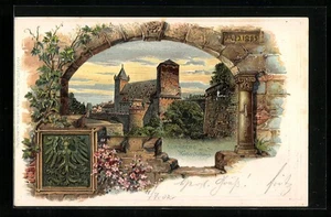 Passepartout-Lithographie Nürnberg, Kaiserstallung, Wappen 1902 - Picture 1 of 2
