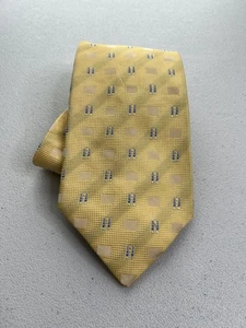 Brooks Brothers gelbe, blaue handgefertigte Krawatte geometrisches Muster 100 % Seide neu ohne Etikett - Bild 1 von 7