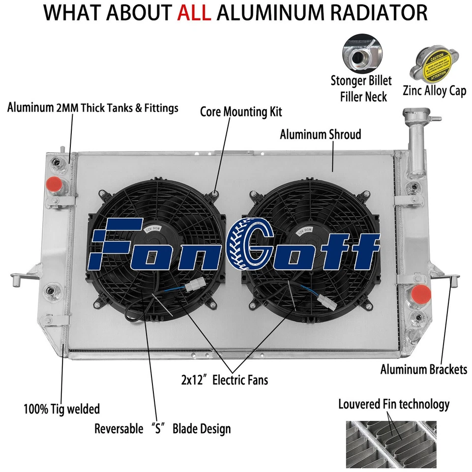 3 Row Radiator+Shroud Fan FOR 1996-2005 /1999 2000 Chevy Astro GMC Safari 4.3L. - Imagem 1 de 4