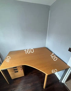 Wood Office Desk with Cabinet Storage - Picture 1 of 2