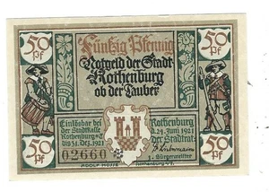 Notgeld Rothenburg o. T. - Stadt Rothenburg o. T. - 50 Pfennig - 1921 - Bild VI - Bild 1 von 2
