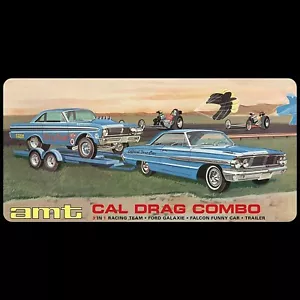 AMT-1223 CAL DRAG COMBO 1964 GALAXIE, AWB FALCON & TRAILER MINT IN BOX - Picture 1 of 1