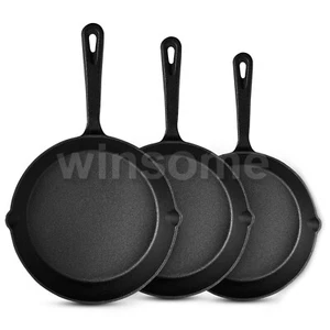 Pre Seasoned Cast Iron Skillet Frying Pan Oven Safe Grill Cookware Griddle Pan - Picture 1 of 8