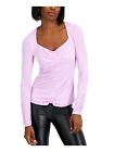 Msrp $50 Inc Stretch Ruched Long Sleeve Queen Anne Neckline Top Purple Size 2Xl