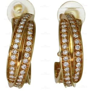 CARTIER Trinity De Cartier Hoop Earrings Diamond Yellow Gold - Picture 1 of 5