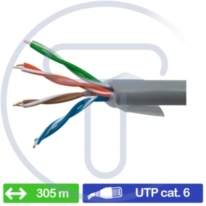 Netzwerkkabel UTP Kat. 6, 305mt Knäuel, Kupfer, Ethernet Hartdrähte Karton Box - Bild 1 von 2